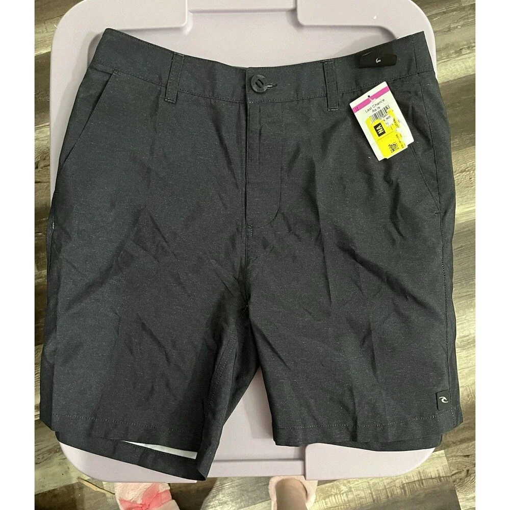 Rip Curl Boardwalks boys 16 Gray Solid Flat Front Board hybrid/walk shorts